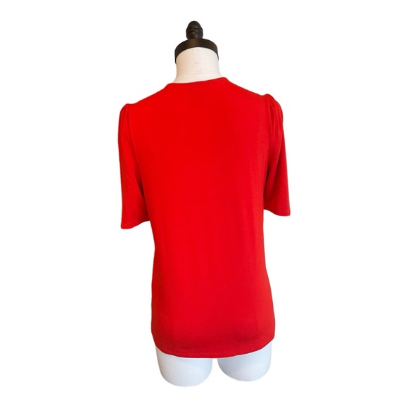 Chico’c Touch Of Cool Puff-Sleeve Top Scarlet Red Size 1 (S) - Picture 2 of 4
